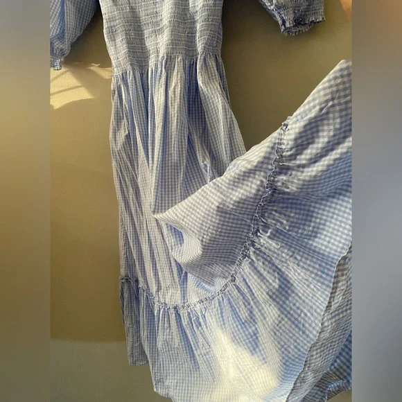 Hill House The Louisa Nap Dress Size S in Hydrangea Gingham Blue and white color